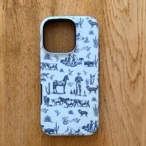 Ranch-Themed Blue and White Phone Case